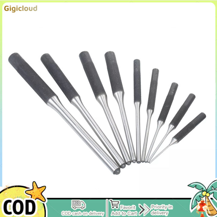 9pcs Rolling Pin Punch, Removal Tool With Knurled Handle, Chromium Vanadium Steel High Hardness