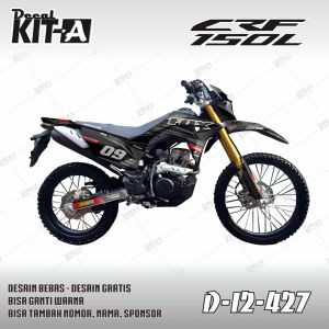Decal CRF 150 L MOTIF SIMPLE HITAM ABU2 LIS MERAH D-I2-427 I2-101