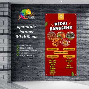 Cetak Spanduk Banner Kedai Jajanan Model Merah