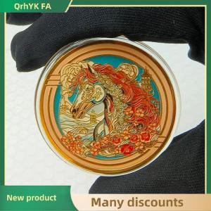 🔔🔔🔔QA Colorful Zodiac Chinese Horse Souvenir Commemorative Lucky Challenge Collection Gifts With Protective Case