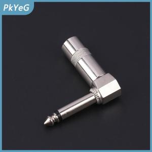 PkYeG Kim Loại 6.35Mm Cắm Right Angle Nam Mono Cắm L-Hình Dạng Âm Thanh Kết Nối Cho Guitar Âm Thanh 1 4 6.35 90 Độ Jack Hàn Kết Nối
