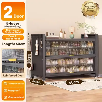 SPACEMADER Carbon Steel Shoe Cabinet Multilayered Flipup Door Shoe Rack With Large Capacity Dustproof and Moisture Proof Shoe Storage Rack Suitable for Hallways