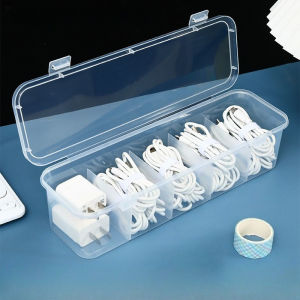 5 Grid Data Cable Storage Box Medicine Organizer Desktop Multifunction Charger Cable Unwinder Cable Hub Box