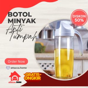 Botol Kaca Anti Tumpah 630 ML Oil Bottle Tempat Wadah Kecap Minyak Goreng KecapTutup