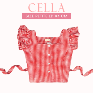 NAMARI - Cella Top PETITE - Baju Blouse Blus Croptop Rempel Ruffle Kotak Plaid Korean Wanita