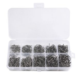 500Pcs/Kit Carbon Steel Fishing Hook Set #3 - #12 Mixed Size Fishhook Stainless Fishing Accessories