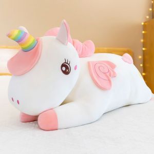2025 Large Unicorn Long Pillow Plush Toy Pillow Sleep with Face down Doll Leg-Supporting Doll Cute Female Birthday Present