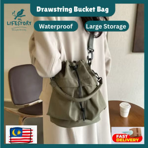 Beg Sandang Wanita Bag Women Drawstring Bucket Bag Waterproof Drawstring Bag Women Bag Dual Strap