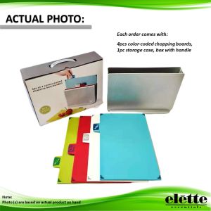 Elette Essentials Chopping Board Set with Storage Case High Quality & Color Coded