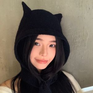 SPARAK Ấm áp Mũ len nữ kiểu dáng mùa đông. Đa năng Chống gió. Mũ trùm đầu Thời trang Nhẹ Mũ bảo vệ tai Mùa Thu Đông