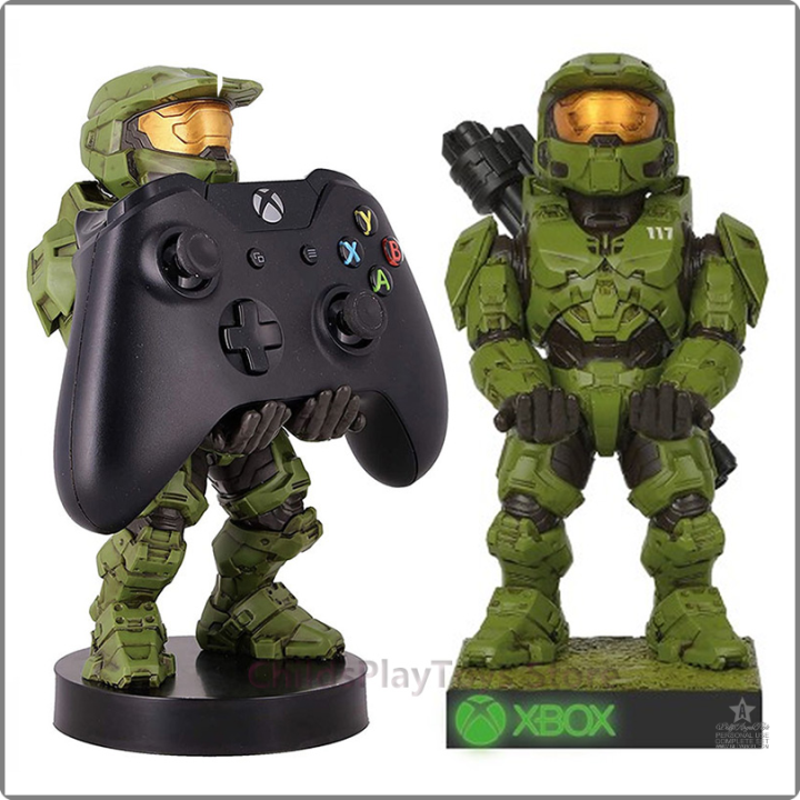 [op034] Cool Halo Infinite Cable Guy Xbox Handle Bracket Green Soldier PS4 Holder Phone Controller Holder Stand Action Figure Toys Gift