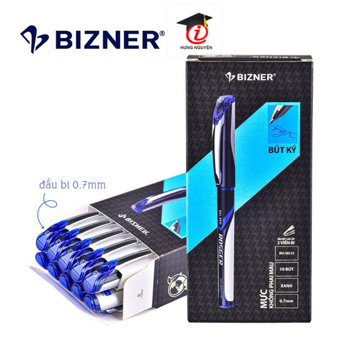 Bút gel 0.7mm Thiên Long 2 đầu bi Bizner Bosger cao cấp, đậy nắp, mực xanh