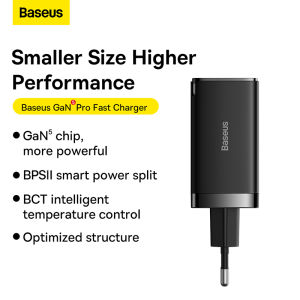 Baseus 65W GaN5 Pro Charger 3 Ports QC4.0 PD3.0 USB Type C Fast Charger Adapter For ipad Pro Macbook iPhone 14 13 Pro Max Oppo Vivo Xiaomi Samsung Wall Charger