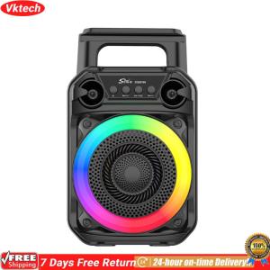 【Ready】【Vktech】Portable Speaker Rich Bass Karaoke Speaker with Microphone Outdoor Speaker Suitable for Home Theater Outdoor Dance Party