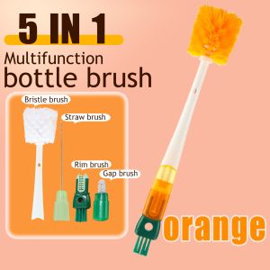 SURPLUCK 5in1 Baby Bottle Brush Bottle Cleaner Multi Nipple Cleaning Brush Long Handle Coffee Mug Brush