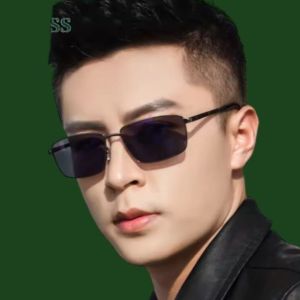 Kacamata Polarized Pria/Wanita Frame Logam Lensa Gradient Warna Coklat/Army Green - Gaya Retro