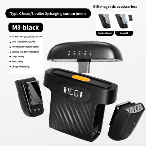 KOORFLY KF-M8 MINI Wireless Lavalier Microphone for iPhone/Android with Lightning/USB C - 2 TX+2 RX+charging case - Mini Lapel Mic with Noise Cancellation - Clip on and record for 40H perfect for Smartphone audio & video