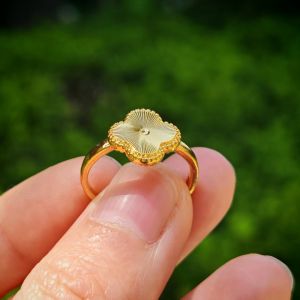 [Lucky Clover] Gold-plated Ring Womens Flower Finger Ring Cincin Emas Bangkok /24K Gold Plated Ring 916 Cincin Emas