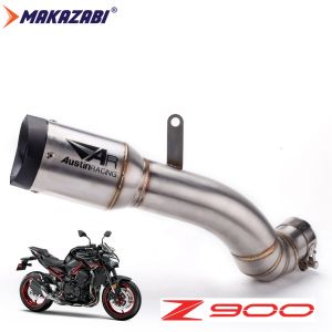 Slip on For kawasaki z900 2017-2023 Motorcycle Ehaust Muffler Middle Link Pipe connect Motorcycle Exhaust Pipe Carbon Fiber+ Stainless Steel Z 900