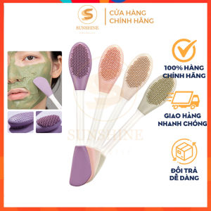 Cọ Rửa Mặt & Đắp Mặt Nạ Silicon 2 Đầu Tiện Lợi Mềm Mại Giúp Loại Bỏ Mụn Đầu Đen Và Tẩy Tế Bào Chết Hiệu Quả Cao