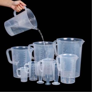 Plastic Measuring Cup Beaker Transparent Graduated Scale 250 500 1000 Reusable Kitchen Baking Lab Container
