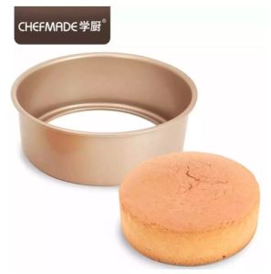 CHEFMADE WK9052 6-Inch Chiffon Round Cake Baking Pan in carbon steel Champagne Gold triple layer non-stick Easy release bottom SG Stock