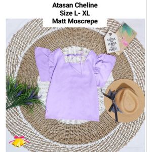 Atasan Casual Wanita Terkini Lengan Pendek/Atasan Cheline Size L-XL Matt Mosrepe