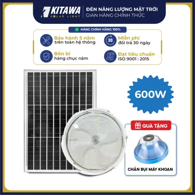 Đèn Ốp Trần Năng Lượng Mặt Trời KITAWA 600W OP3600 Thiết Kế Sang Trọng 3 Chế Độ Ánh Sáng