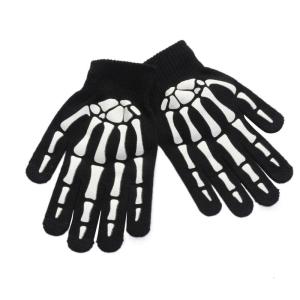 Creative Luminous Skull Gloves Non Slip Hand Warmer Knitted Gloves Skull Bone Wrist Gloves for Halloween Supplies