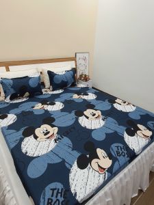 Bộ ga gối poly cotton loại đẹp drap giường bo chun bọc nệm (1 ga + 2 vỏ áo gối) giá rẻ [Thỏ nơ tím] nhiều mẫu đẹp để chọn - có bán chỉ mua 01 vỏ gối ôm