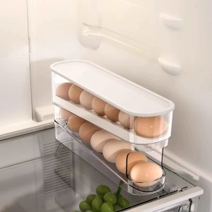 2 Lay Automatic Scrolling Egg Rack Slide-type Egg Storage Box Durable Stackable Tray Egg Organizer