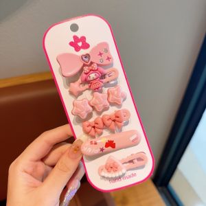 Hàng sẵn có 6pcs thiết lập Sanrio phim hoạt hình trẻ em kẹp tóc kuromi cinnamoroll giai điệu kẹp tóc Cô gái của bangs Side kẹp tóc phụ kiện kẹp tóc