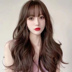 Ultra-Lightweight Sweet Long Wavy Realistic Synthetic Full Head Wig For Women - Platinum Blonde Brightening Full-Coverage Hairpiece