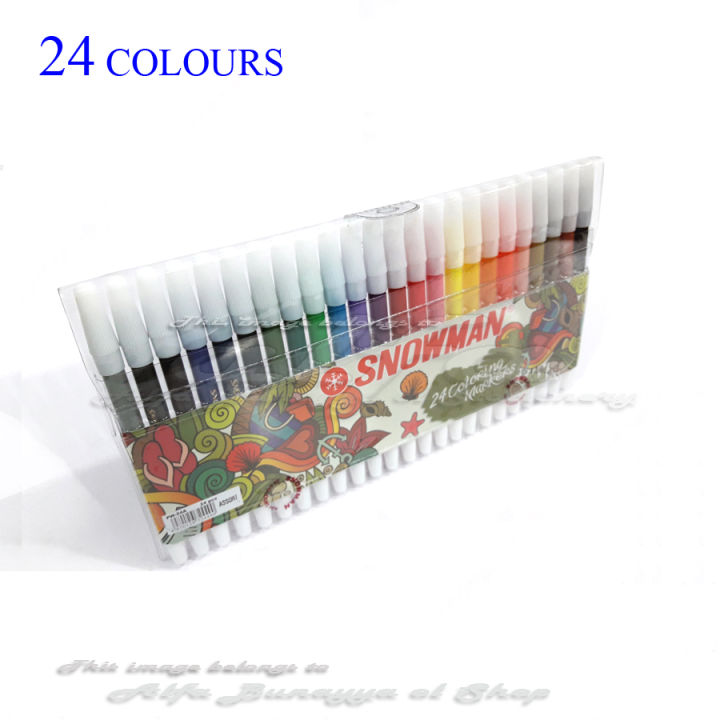 SNOWMAN 24 Coloring Markers Spidol Warna Set Pencil Tune Lazada