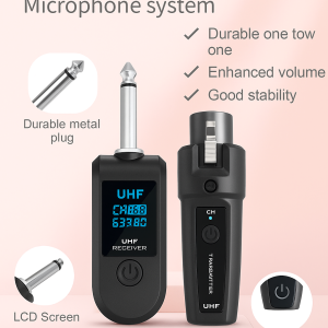 Wireless Microphone System Transmitter and Receiver Stable Connection Portable Design