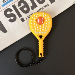 MINIFELE 262 PVC Tennis Racket Keychain Soft Rubber Mini Racket Bag Pendant Creativity Lifelike Sports Key Ring Fashion Gifts