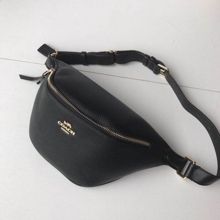 Coach black leather fanny clearance pack