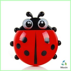 Mexin ที่เก็บแปรงสีฟัน ที่วางแปรงสีฟันลายเต่าทอง การออกแบบติดผนังแบบไม่มีรูพรุน  toothbrush holder