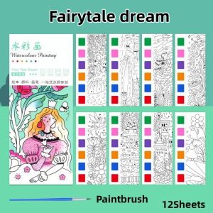 Children  watercolor picture book graffiti and coloring drawing books Colored note with pigments
