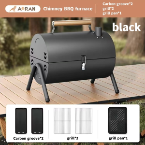 Foldable Charcoal Grill Chimney Stove BBQ Smoking Outdoor Camping Separate Charcoals Tray for Easy Cleaning