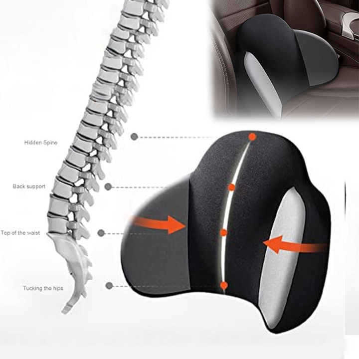Lumbar Support Pillow for Office Chair Car Lumbar Pillow, Lower Back Memory  Foam Back Cushion Multi-Use Memory Foam with, Ergonomic Streamline, for