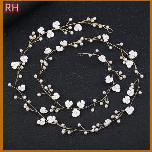 🔥🔥🔥ranghe ที่คาดผมคริสตัลสำหรับงานแต่งงานเครื่องประดับผมทำมือไข่มุกประดับพลอยเทียมดอกไม้สำหรับสาวเจ้าสาว