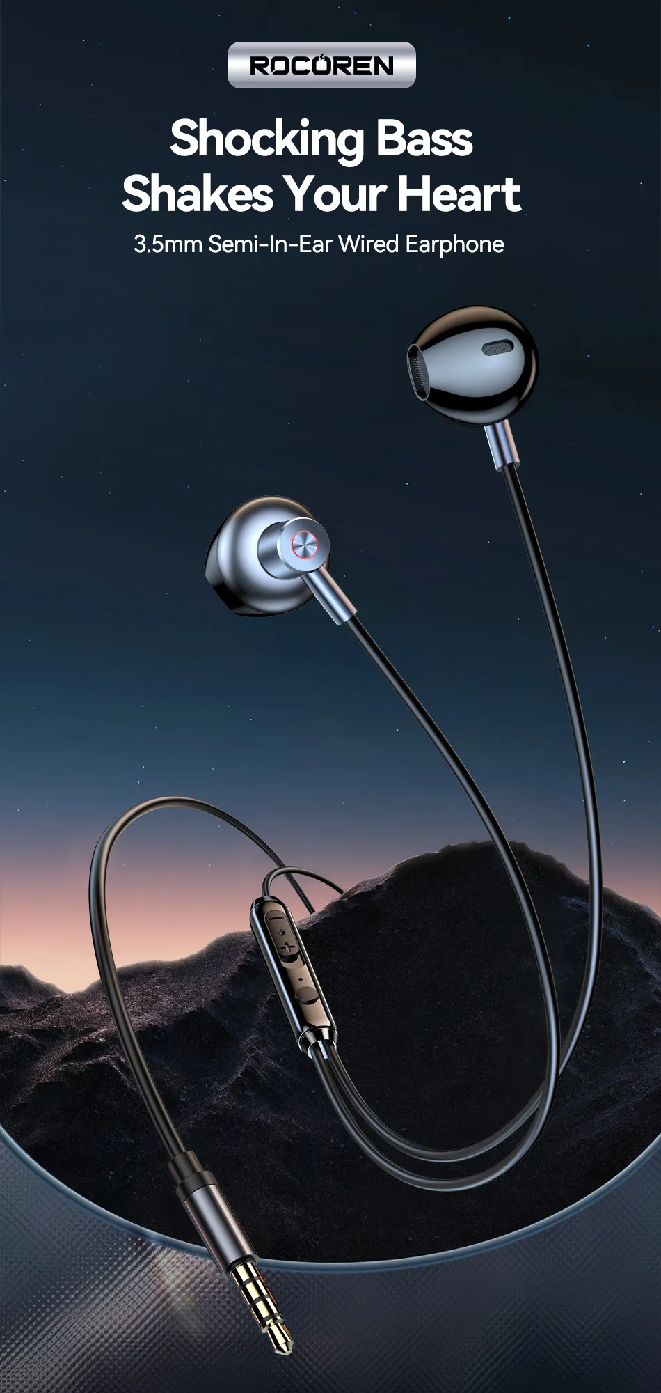 Rocoren Écouteurs Hi-Fi Puissants avec Micro – Jack 3.5mm Universel pour Téléphones Android