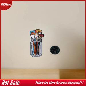 【COD】🔥🔥🔥 Paint Brushes In Clear Jar Enamel Pin UV Screen Printing Artist Badge Artist Supplies Brooch Makeup Brushes Pins