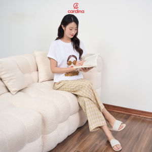 Đồ bộ Nữ CARDINA chất liệu cotton hình in nổi bật kết hợp quần suông thô kẻ trẻ trung hiện đại 4BCD01