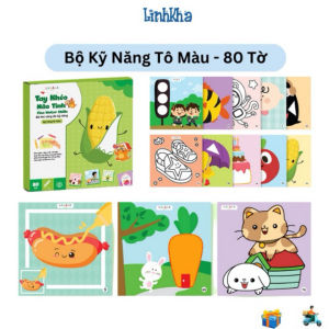 Bộ Luyện Kỹ Năng Tô Màu 80 Tờ Cho Bé - Đô chơi thủ công Tay Khéo Não Tinh - LaLaLa Baby