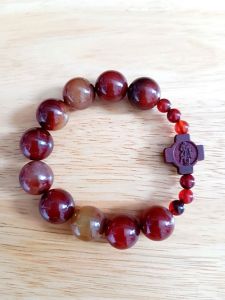 Bracelet Tràng Hạt Mân Côi Công Giáo Nam 16mm Màu Nâu Đỏ Dây Dù Chắc Chắn