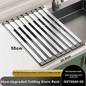 304 Stainless Steel Kitchen Sink Drain Rack Foldable Sink Bowl Cup Dish Storage Rack Drying Rack Heat Insulation