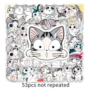 53pcs Anime Chis Sweet Home Sticker Kawaii keju Cat Decal DIY Laptop air botol hiasan Sticker