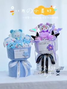 AMK Soap Rose Flower Amazing Cute Baby Rabbit Flower Bouquet Free Light Paper Bag Wish Card Present Gift Friend Girlfriend Sejambak Percuma Lampu Beg Kertas Kad Ucapan